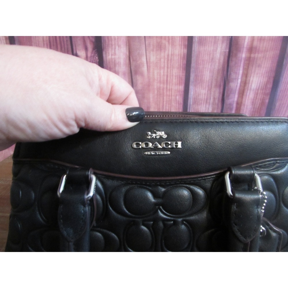 Coach Mini Darcie Carryall Black Brown Nappa Leather Crossbody Bag CM050‎ - Picture 4 of 11
